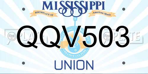 QQV503 Mississippi License Plate