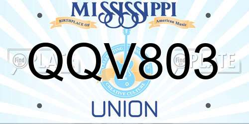QQV803 Mississippi License Plate
