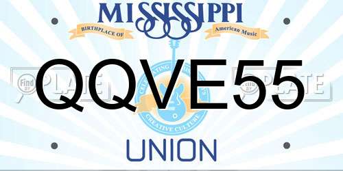 QQVE55 Mississippi License Plate