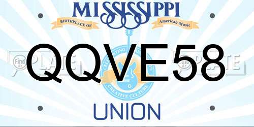 QQVE58 Mississippi License Plate