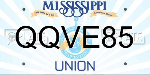 QQVE85 Mississippi License Plate