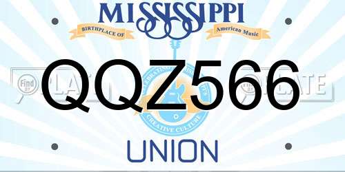 QQZ566 Mississippi License Plate