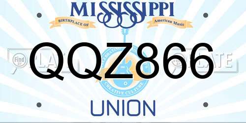 QQZ866 Mississippi License Plate