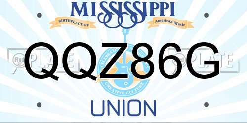 QQZ86G Mississippi License Plate