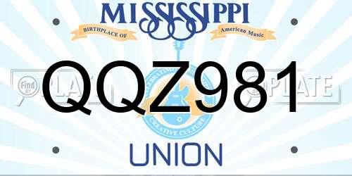 QQZ981 Mississippi License Plate