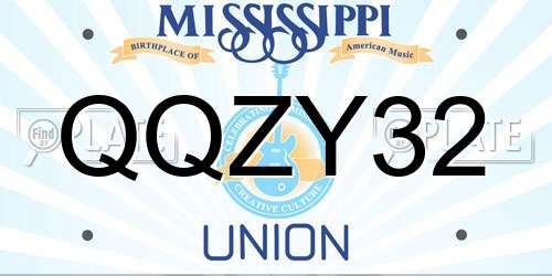 QQZY32 Mississippi License Plate
