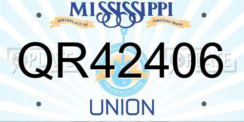 QR42406 Mississippi License Plate