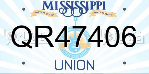 QR47406 Mississippi License Plate
