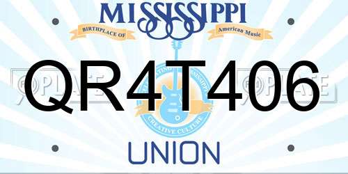 QR4T406 Mississippi License Plate
