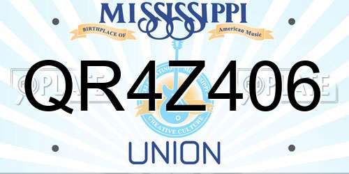 QR4Z406 Mississippi License Plate
