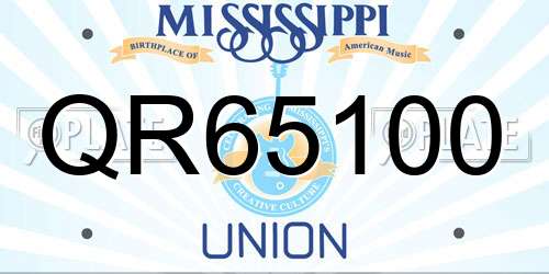 QR65100 Mississippi License Plate