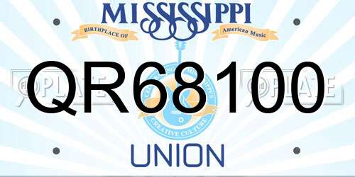 QR68100 Mississippi License Plate
