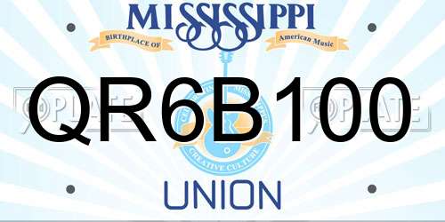 QR6B100 Mississippi License Plate