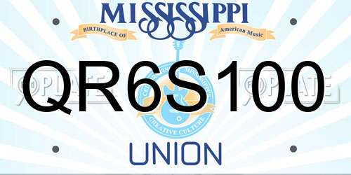QR6S100 Mississippi License Plate