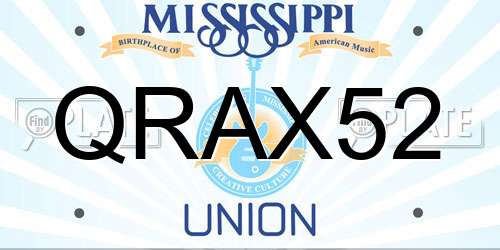 QRAX52 Mississippi License Plate