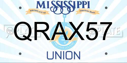 QRAX57 Mississippi License Plate