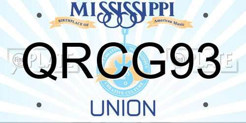 QRCG93 Mississippi License Plate