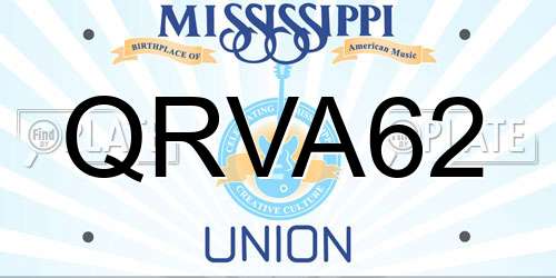 QRVA62 Mississippi License Plate