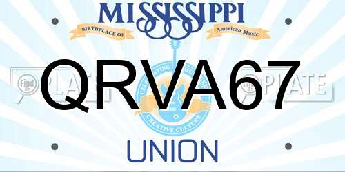 QRVA67 Mississippi License Plate