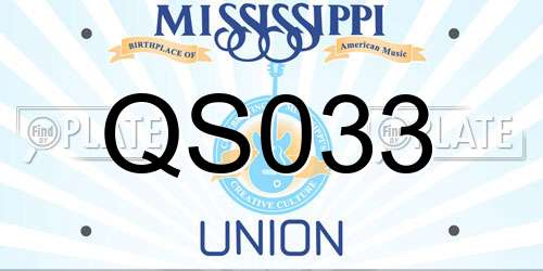 QS033 Mississippi License Plate