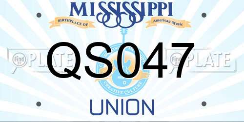 QS047 Mississippi License Plate