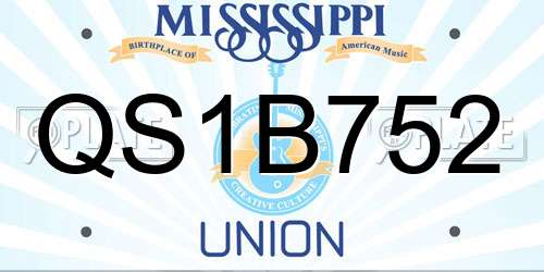 QS1B752 Mississippi License Plate