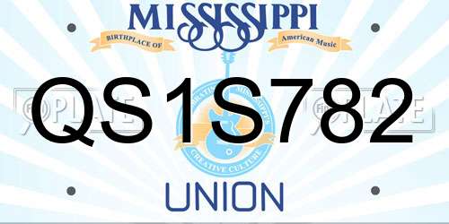 QS1S782 Mississippi License Plate