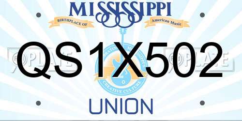 QS1X502 Mississippi License Plate