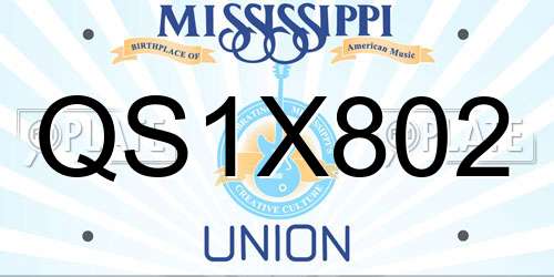 QS1X802 Mississippi License Plate