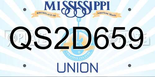 QS2D659 Mississippi License Plate