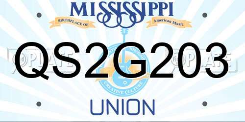 QS2G203 Mississippi License Plate