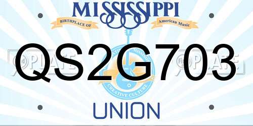 QS2G703 Mississippi License Plate