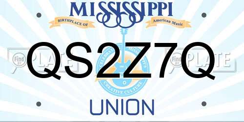 QS2Z7Q Mississippi License Plate