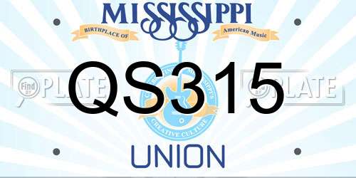 QS315 Mississippi License Plate