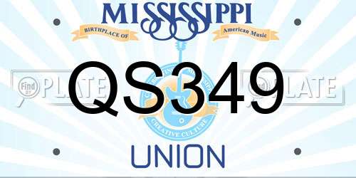 QS349 Mississippi License Plate