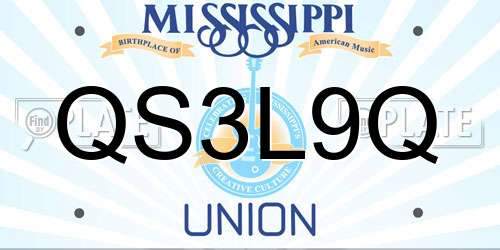 QS3L9Q Mississippi License Plate