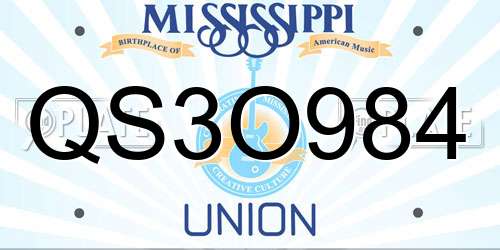QS3O984 Mississippi License Plate