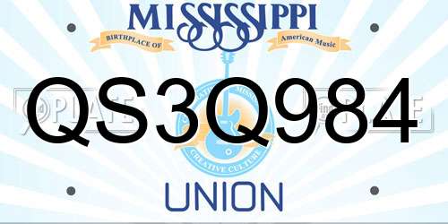 QS3Q984 Mississippi License Plate