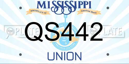 QS442 Mississippi License Plate