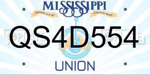 QS4D554 Mississippi License Plate