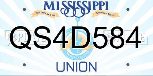 QS4D584 Mississippi License Plate