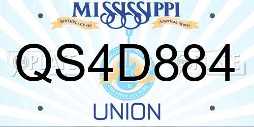 QS4D884 Mississippi License Plate