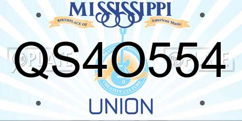 QS4O554 Mississippi License Plate