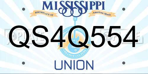 QS4Q554 Mississippi License Plate