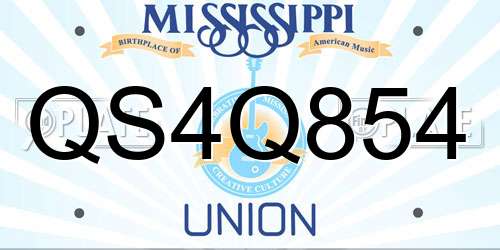 QS4Q854 Mississippi License Plate