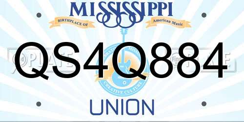 QS4Q884 Mississippi License Plate