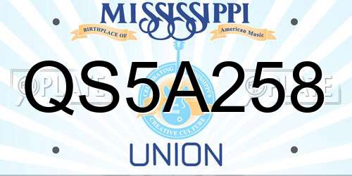 QS5A258 Mississippi License Plate