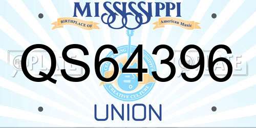 QS64396 Mississippi License Plate
