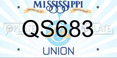 QS683 Mississippi License Plate