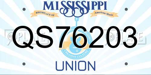 QS76203 Mississippi License Plate